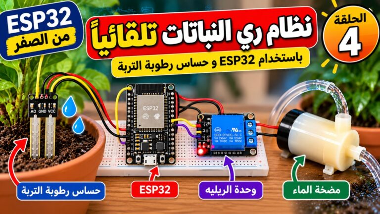 نظام ري النباتات تلقائي باستخدام حساس رطوبة التربة و ESP32