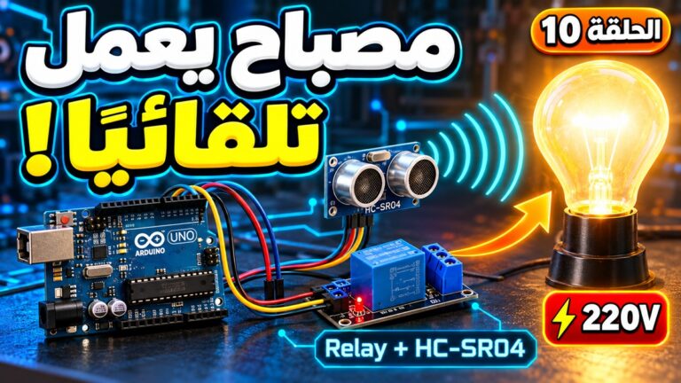 تشغيل مصباح تلقائيًا باستخدام حساس الموجات فوق الصوتية و Arduino و Relay