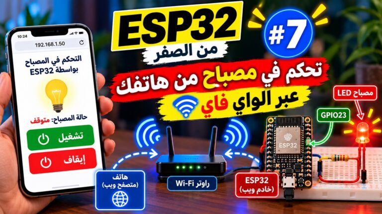 تحكم في مصباح من هاتفك عبر الواي فاي 📱💡 | ESP32